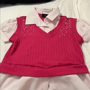 Vibrant Pink Kids Sweater Vest Set